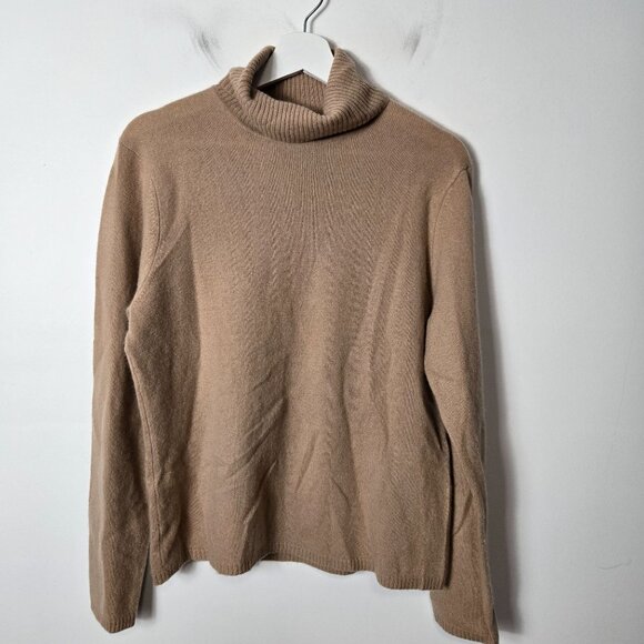 Pursuits, Ltd Size L 100% Cashmere Turtleneck Camel Brown Long Sleeves - Picture 1 of 7